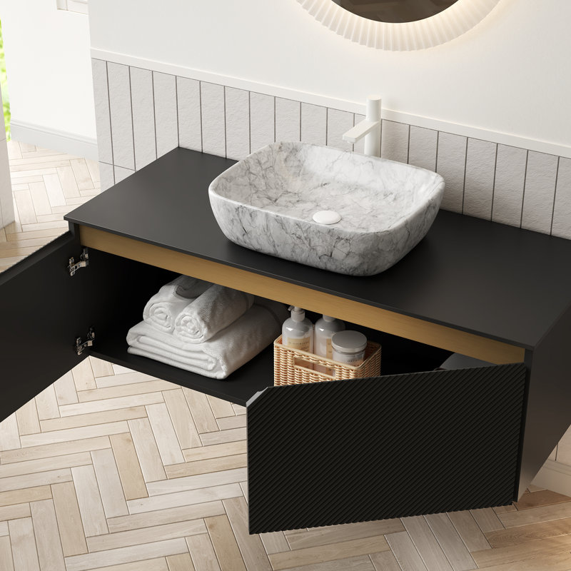 Bathroom Vanity&Sink, Black, 48"