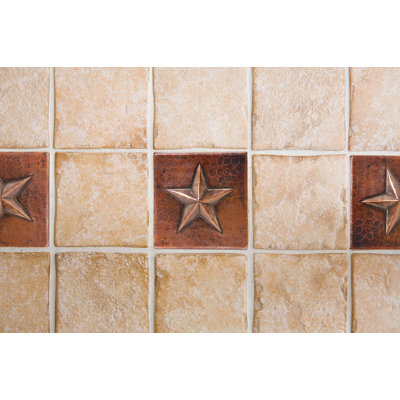 4" x 4" Hammered Copper Star Tile - Quantity 4
