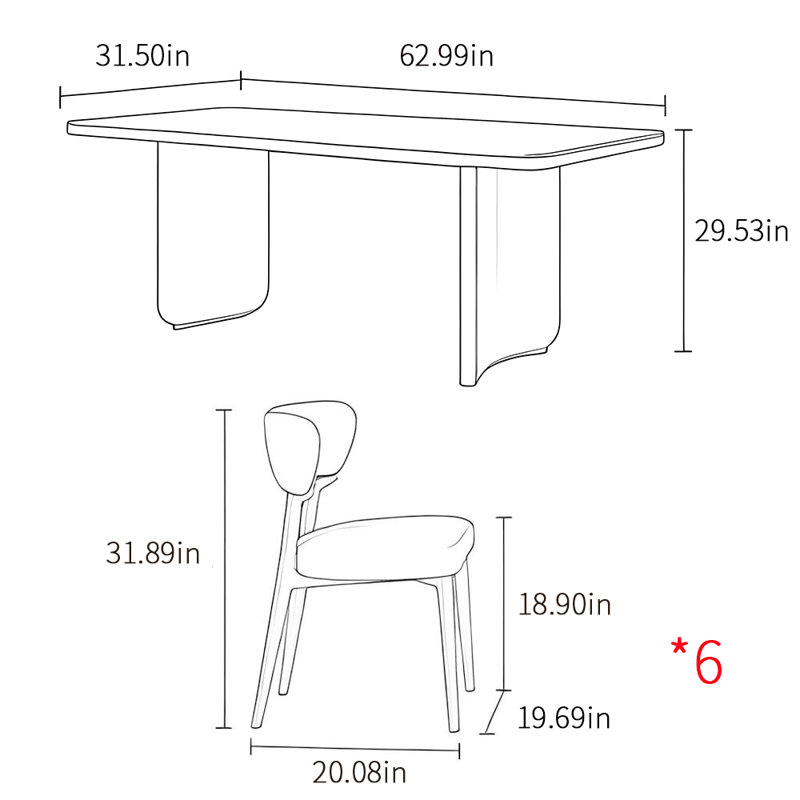 Ensembles de table de luxe français de style simple et léger, H 29,53 po x L 62,99 po x l 31,5 po
