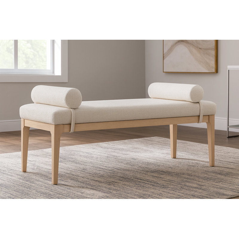 Banc en tissu texturé Priscilla, Tissu crème texturé en lin, Naturel