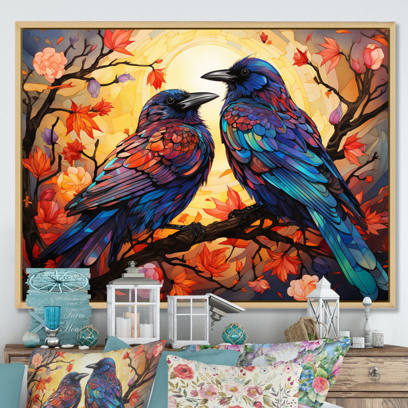 Crow Chromatic Monarchs - Animals Wall Decor, Cadre naturel flottant, H 12 po x l 20 po x P 1 po