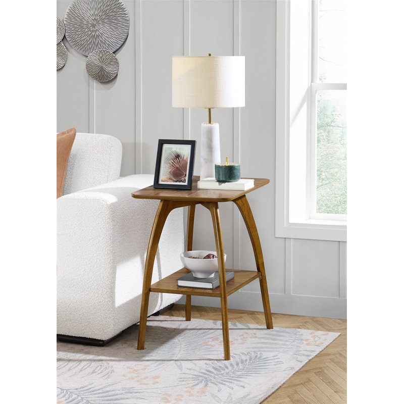 Atreu Square Wood End Table with Storage, Nutmeg Brown