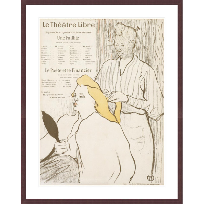 Programme pour la présentation du théâtre libre «Une Faillite» par Henri de Toulouse-Lautrec - Impression Giclée encadrée