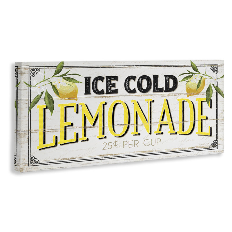 «Vintage Beverage Stand Sign Ice Cold Lemonade» par Jennifer Pugh, impression, H 10 po x l 24 po