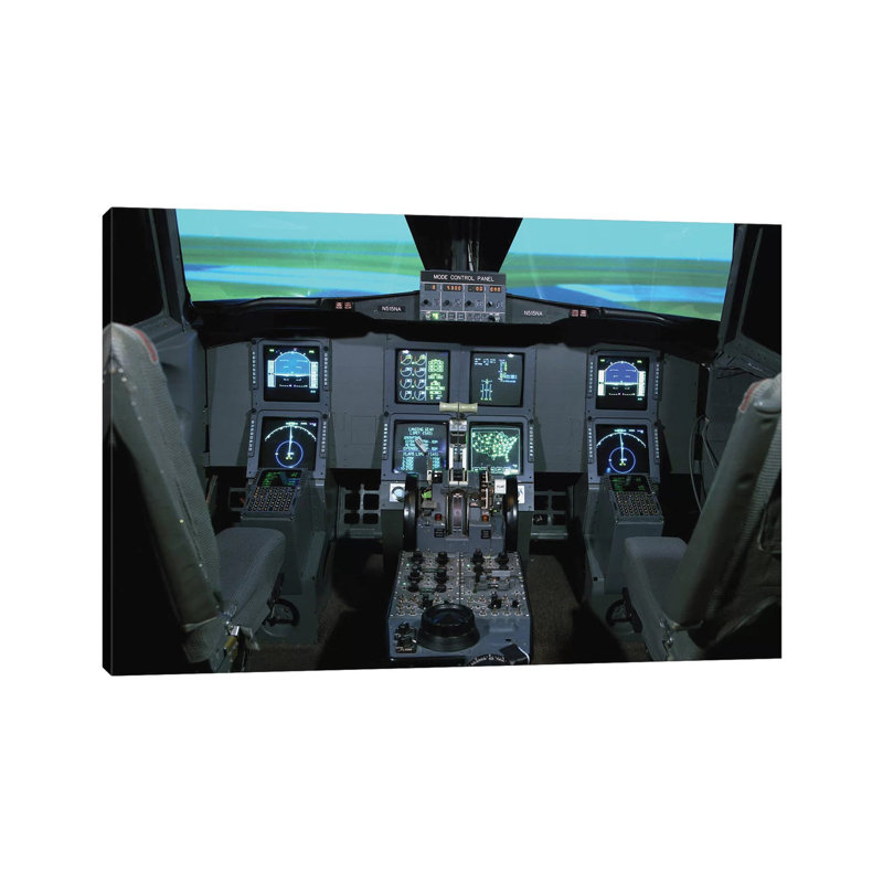 Interior View Of An Aircraft Flight Simulator - Wrapped Canvas Print, 20.32 cm H x 30.48 cm W