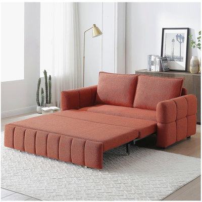 Canapé-lit, canapé-lit - canapé-lit escamotable 3 en 1 avec méridienne pour le salon, canapé-lit avec lit escamotable, 3 couleurs, orange