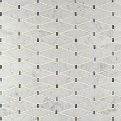 Carrara White Geometric 11 in. x 12 in. Polished Marble Mosaic Floor and Wall Tile