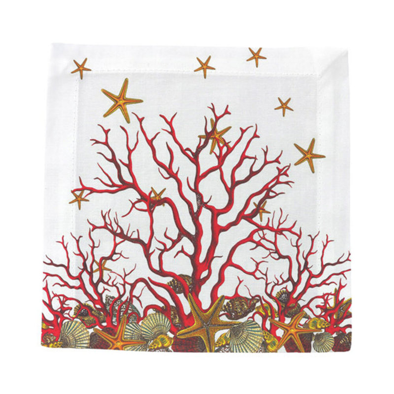 Square Napkins, White Red