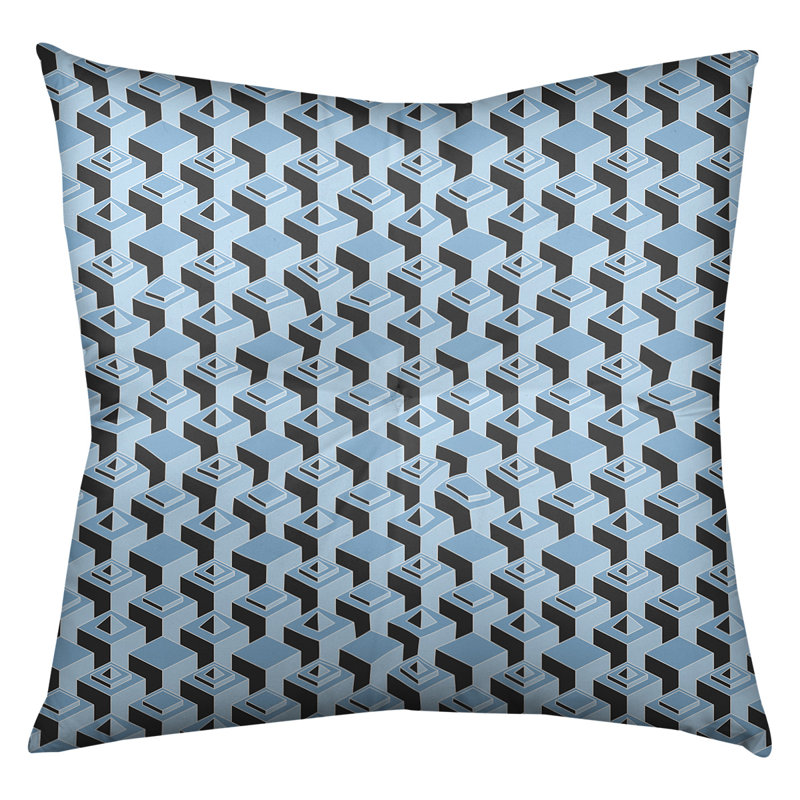 Coussin de sol classique de gratte-ciels, 26 po x 26 po, Bleu sarcelle/noir