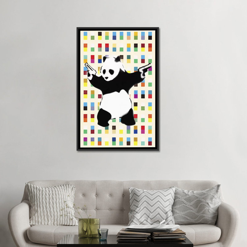 Street Panda, impression sur toile, H 26 po x l 18 po x P 1,5 po, Toile avec cadre noir, Pas de tapis