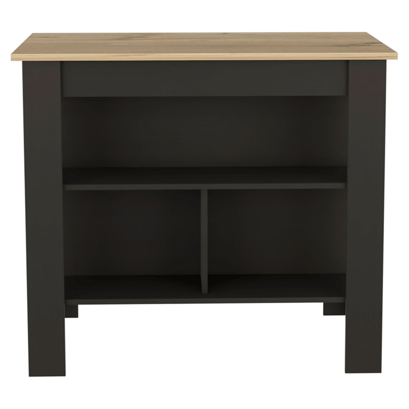 3-Shelf Kitchen Island Black Wengue And Light Oak, Oak/Black