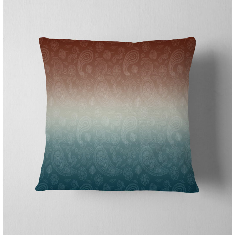 Throw Pillow Cover Only, Bleu / cachemire orange / dégradé 1, H 16 po x l 16 po