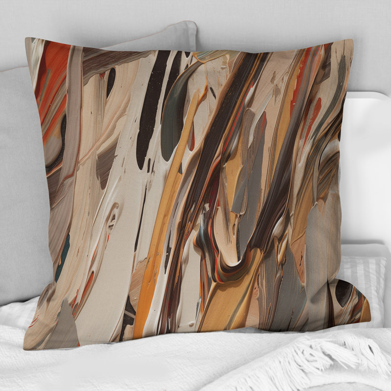 Terracotta Bliss Texture Abstract VI - Coussin décoratif avec peinture abstraite