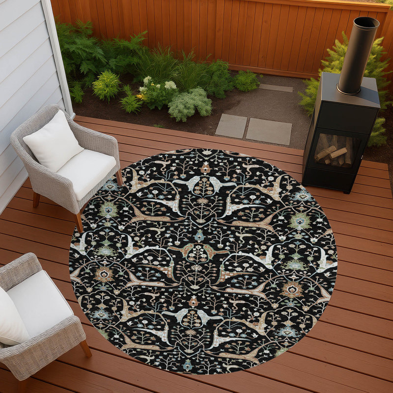 Machine Washable Indoor/Outdoor Layton ACN2250 Global Rug, Round 8'