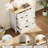 35.4-Inch Tall Fluted 4-Drawer Cabinet in White & Wood Tone - Engineered Wood Storage with Deep Drawers for Bedroom, Living Room, Closet or Hallway
