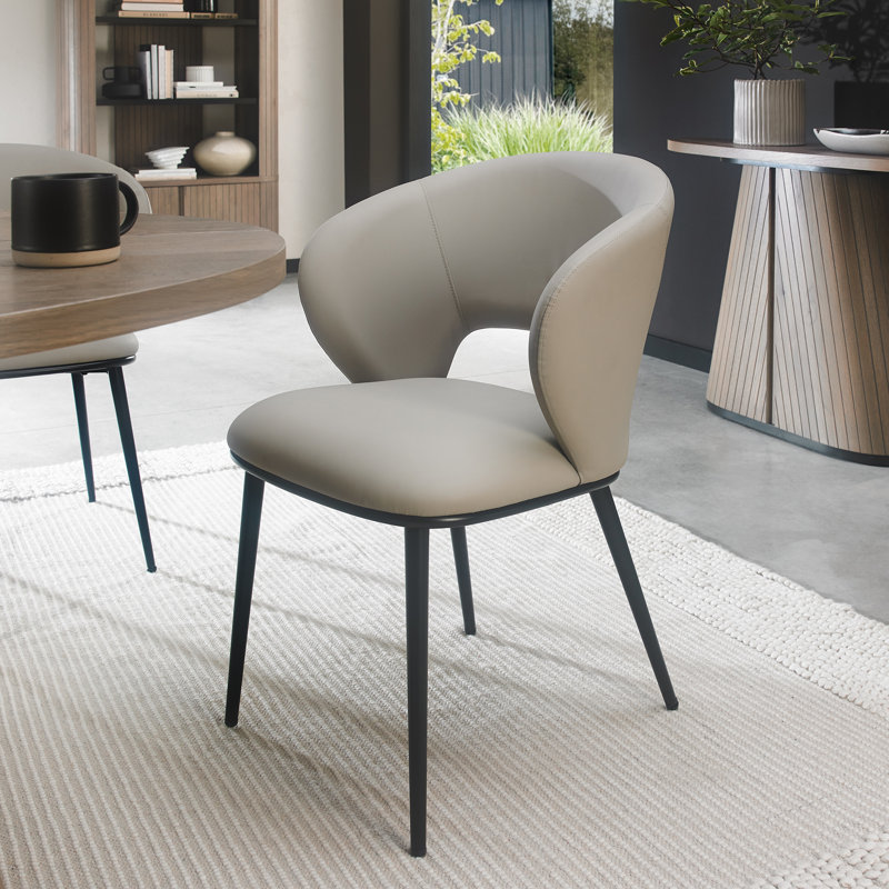 Anjelita UPHOLSTERED DINING CHAIR - BLACK SAND POWDER COATED LEGS (PAIR), Grey