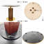 Table de salle à manger ronde 33 po de luxe avec piédestal multicouche en noyer et base en or brossé - disponible en verre, marbre chaud et plateau en marbre-927564788