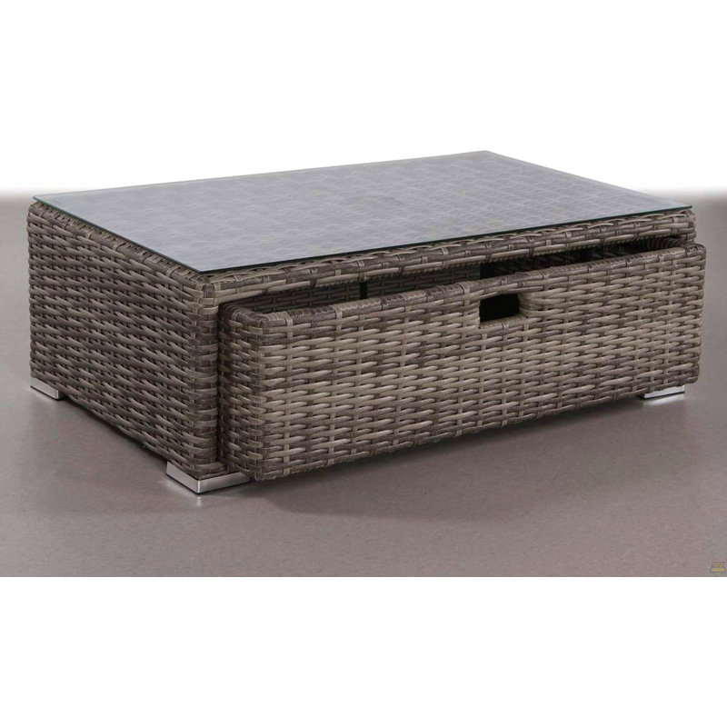 Table basse d'extérieur en verre entièrement assemblée