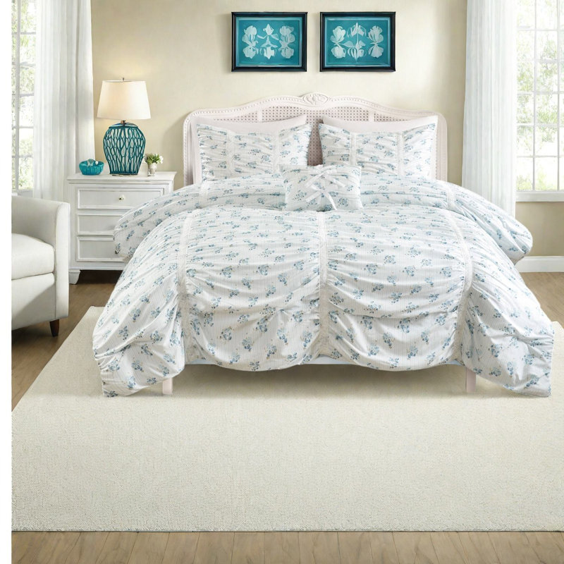 Striped and Floral Comforter Set