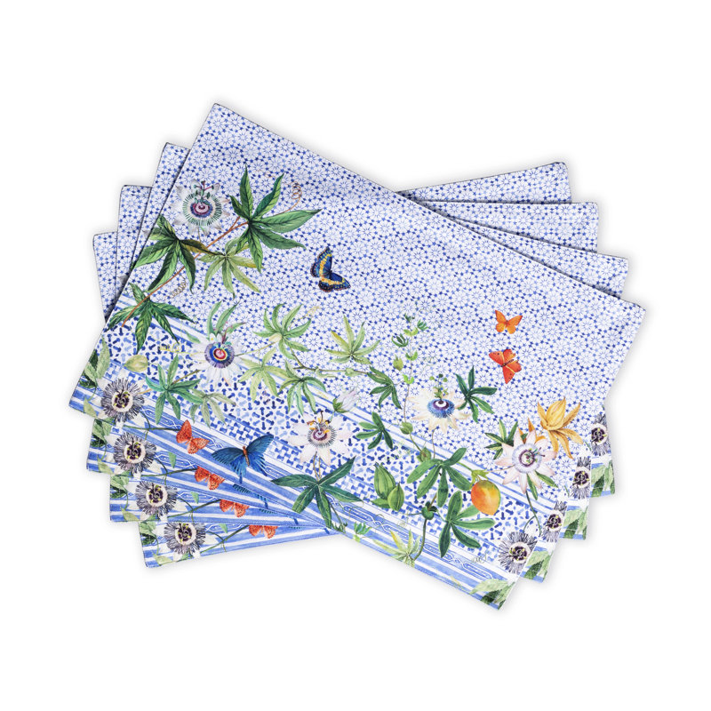 Maison d'Hermine Passiflora 100 % coton Ensemble de table 4 - 13 po x 19 po