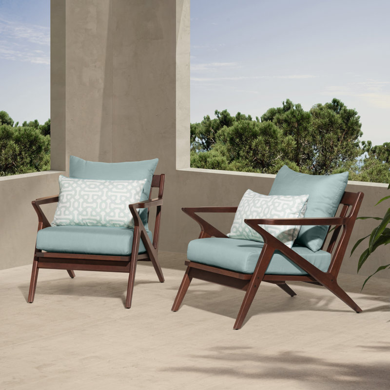 Minhaj Eucalyptus Outdoor Lounge Chair, Canvas Spa Sunbrella® Canvas