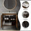 Ensemble de meuble-lavabo simple autoportant avec lavabo en résine à surface solide intégré, portes d'armoire cannelées et pieds en métal-469353316-469353319