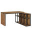 Bureau en coin l 55 po avec crédence de rangement Lloyd, brun naturel vieilli, meubles de bureau personnel pour ordinateur portable, imprimante et plus, 2 tablettes avec 4 compartiments et bureau large