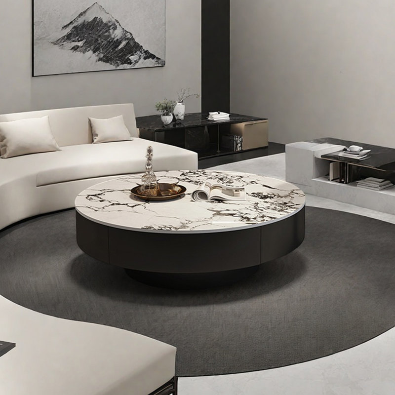 Table ronde légère et luxueuse, H 13,8 po x L 27,6 po x l 27,6 po
