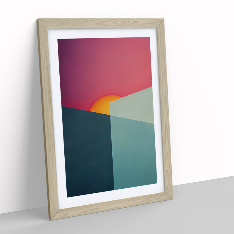 Brilliant Abstract Sunset - Wall Art, 48cm H x 36cm W, Oak Framed, White