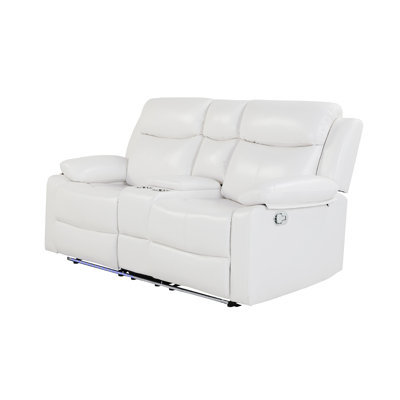 Blanc inclinable avec lumières à DEL et haut-parleurs intégrés, fonction d'inclinaison manuelle, console, accoudoirs coussinés, design contemporain, siège mi-ferme, similicuir pour l'éclairage principal, look,