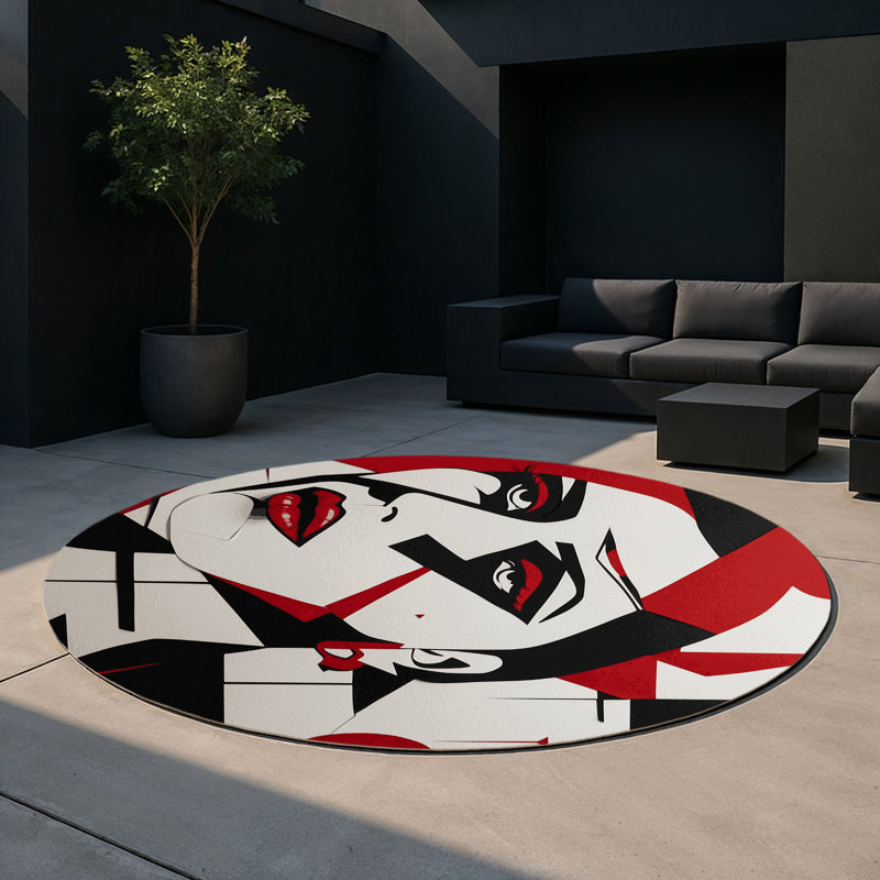 Crimson Wave Indoor And Outdoor Area Rug, Round 5'
