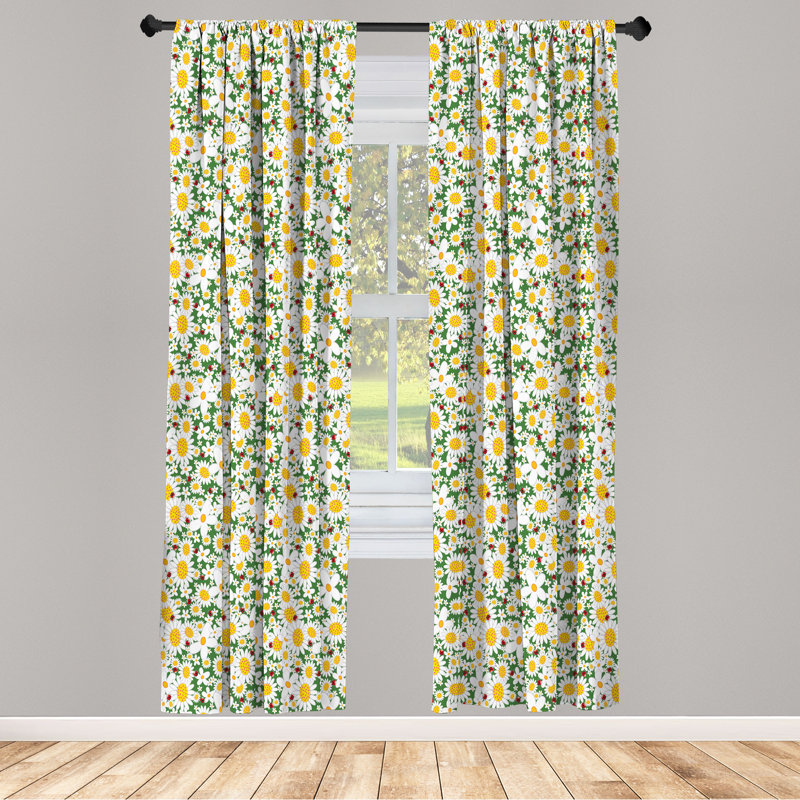 Floral Semi-Sheer Rod Pocket Curtain Panels, 28" x 95"