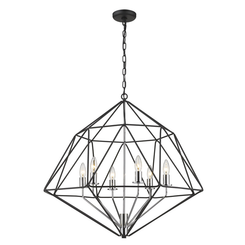 Luminaire suspendu géométrique 6 lumières Kiel, H 26,5 po x l 30 po x P 30 po