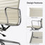 Chaise de bureau en cuir véritable avec structure et base en aluminium, chaise de salle de conférence pivotante-843969346