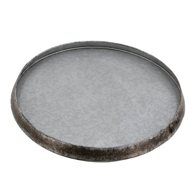 Rustic Style Galvanized Gray Drum Side Table, 22.5X22.5X26 Inches, Removable Lid For Tray Function, Adds Flavor To Decor Table In With Brown Banding, Added Functionality, Good