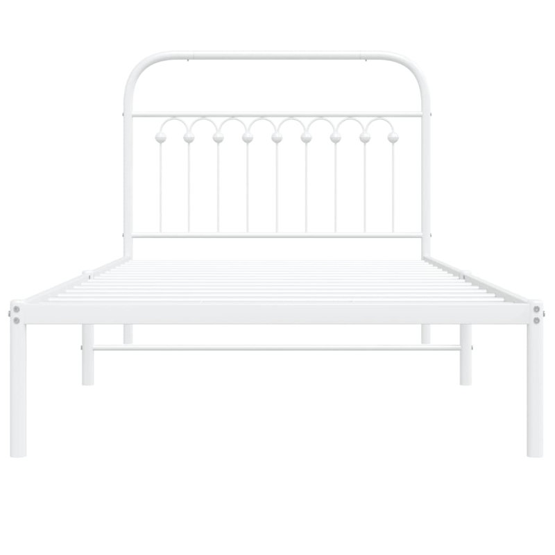 August Grove® Metal Bed Frame With Headboard, Twin, White