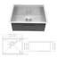 Évier de cuisine à simple cuve encastrable 23 po x 19 po x 10 po en acier inoxydable calibre 16