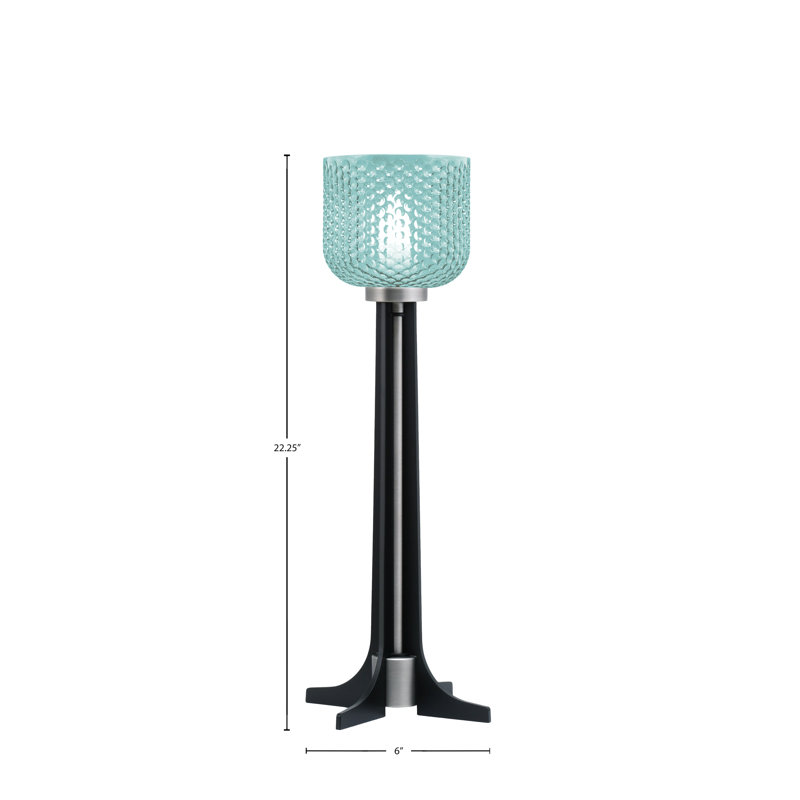 Manyah Metal Table Lamp, Graphite/Matte Black, Turquoise