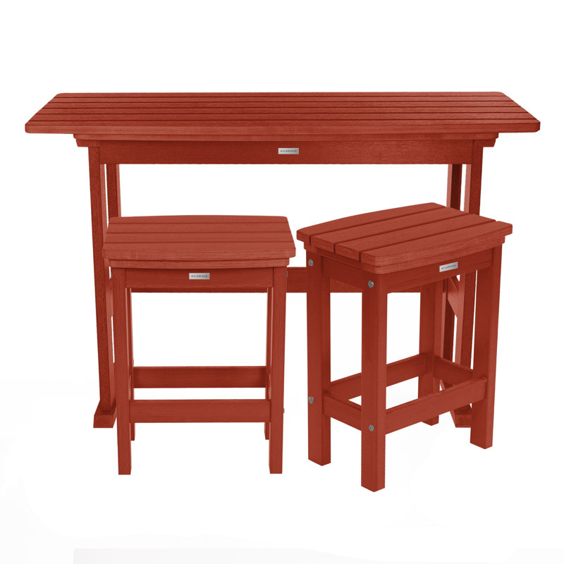 Arbnora 2 - Person Patio Dining Set with Rectangular Table, Rustic Red