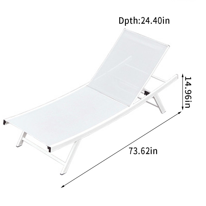 Chaise longue ergonomique en tissu Krishona, Blanc
