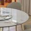 Ensemble de table de salle à manger 59 "en pierre frittée ronde 59" avec base en sablier en acier inoxydable - table de cuisine de luxe moderne d'aspect marbre pour 4 à 6 personnes-57036889