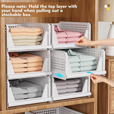 5 Pack Stackable Closet Organizer Box, Multifunctional & Foldable Closet Storage Basket For Bathroom Kitchen Laundry Room Wardrobe Storage, Space-Saving Clothes Storage Drawer Organizer, Green