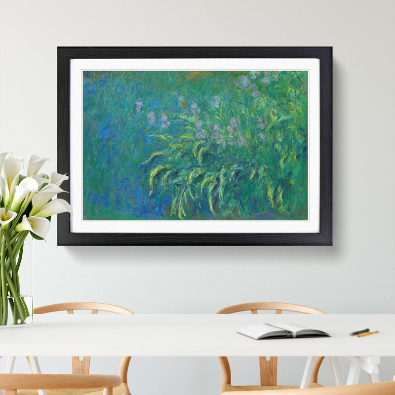 Irises by Claude Monet - Picture Frame Painting, 36cm H x 48cm W x 2cm D, Black