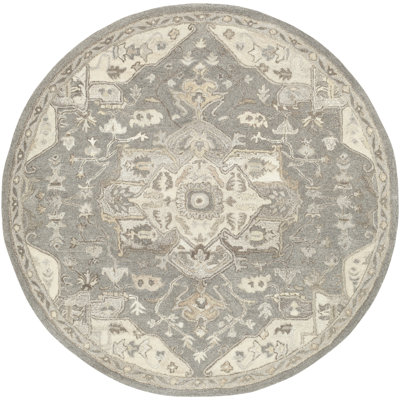 Burkholder Oriental Hand-Tufted Wool Charcoal/Taupe Area Rug