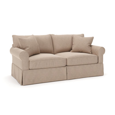 Amari 84" Rolled Arm Slipcovered Sleeper Sofa with Reversible Cushions