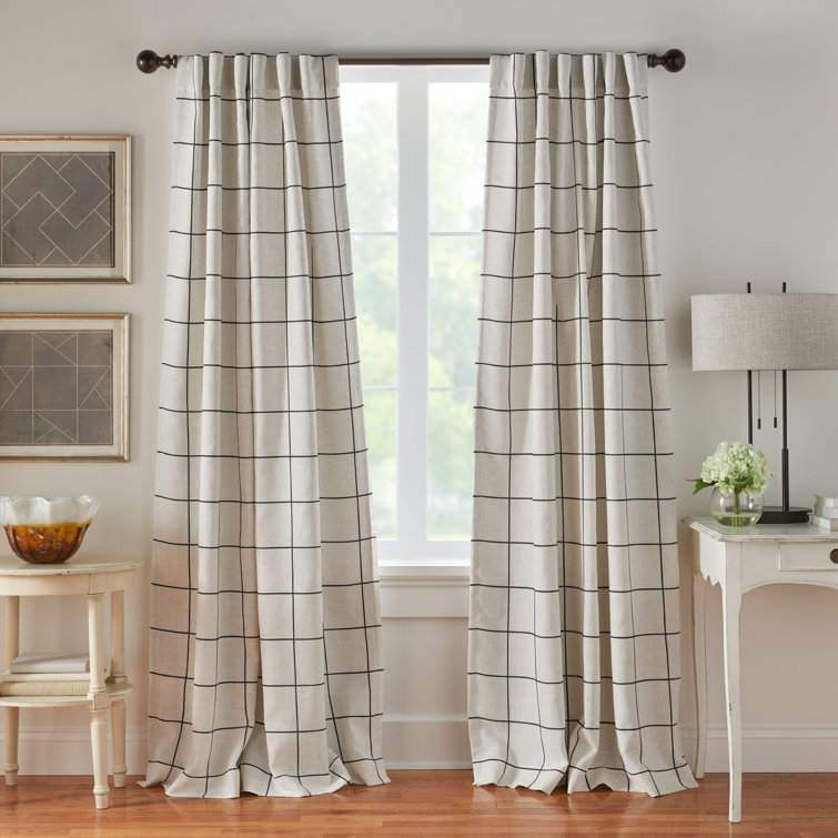 Laurene Checkered Blackout Rod Pocket Single Curtain Panel