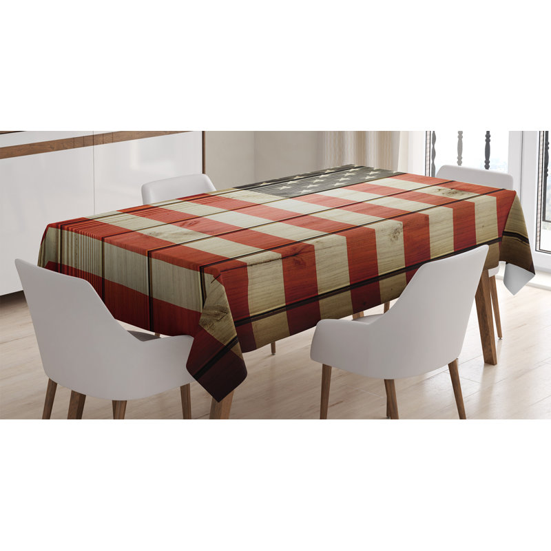 American Flag Dining Room Kitchen Tablecloth, 90" L x 60" W