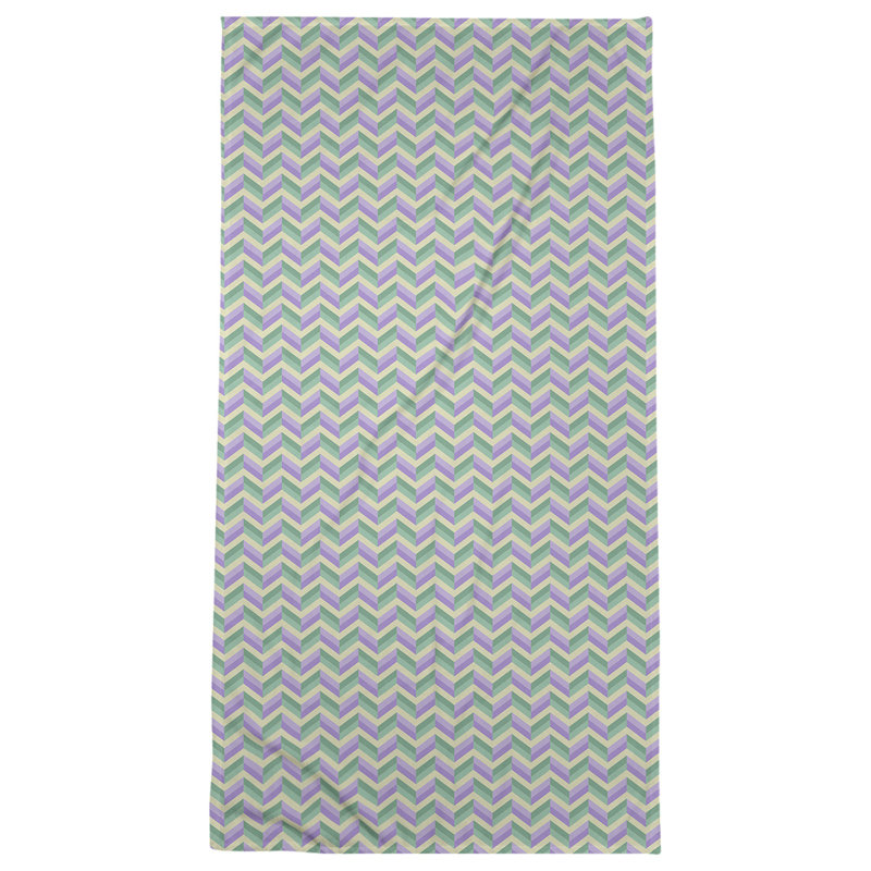 Serviette de plage à chevrons, Mauve/vert