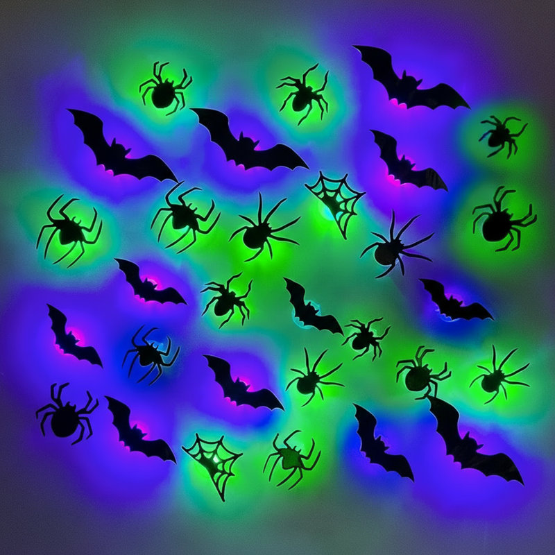 42 pièces de décorations murales d'Halloween à DEL 3D