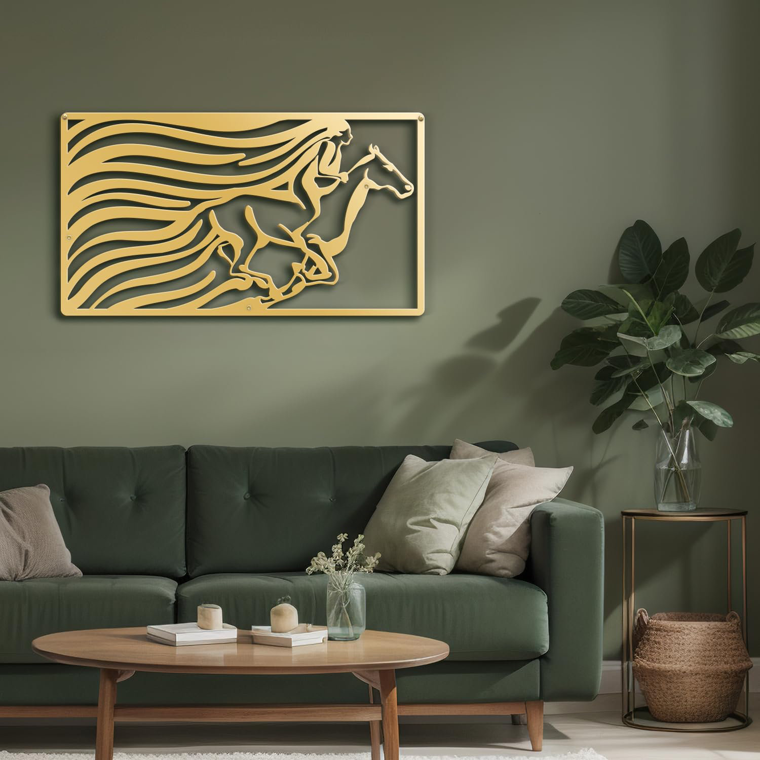 SIGNLEADER Metal Wall Decor A Man Riding Horse Minimalist Modern ...